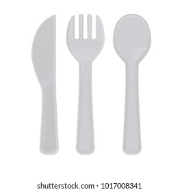 Plastic cutlery isolated on a white background