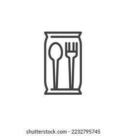 Plastic cutlery line icon. linear style sign for mobile concept and web design. Plastic spoon and fork outline vector icon. Symbol, logo illustration. Vector graphics
