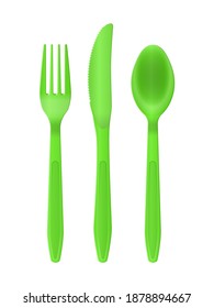 Plastikbesteck auf weißem Hintergrund. Vektorgrafik.