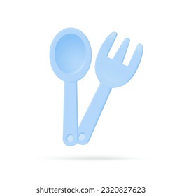 plastic cutlery Plastic reduction concept for the planet. 3D illustration.