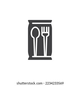 Plastic cutlery vector icon. filled flat sign for mobile concept and web design. Plastic spoon and fork glyph icon. Symbol, logo illustration. Vector graphics