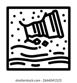 plástico debris praia microplásticos linha ícone vetor. plástico debris praia microplásticos sinal. isolado contorno símbolo ilustração preta