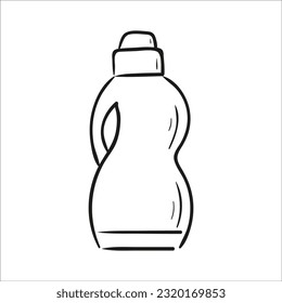 frasco de detergente de plástico. Ilustración vectorial dibujada por mano