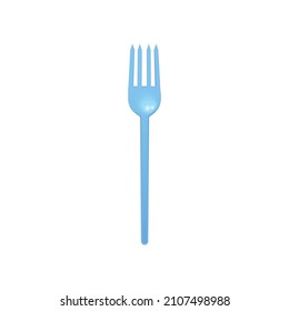 Plastische Essgabel, Einmalbesteck-Element in realistischem Stil, Vektorgrafik einzeln auf weißem Hintergrund. Einweggabel zum Essen.