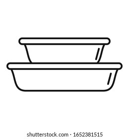 Icono de platos de plástico. Esbozar platos de plástico icono vectorial de diseño web aislado en fondo blanco