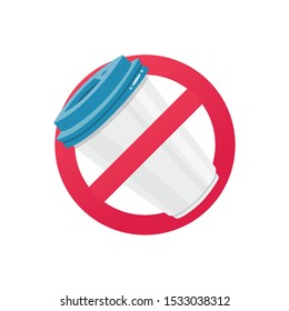 Plastic dishes. White plastic cup for drinks, coffee, tea, juice. Landfill problem. Environmental pollution. Reducing the use of plastic. Zero waste, zero plastic.2
