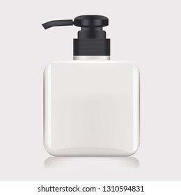 Plastic dispenser bottle on the white background.Mock up. Vector illustration