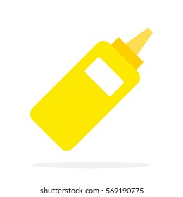 Plastic dispenser with mustard vector flat material design isolated on white
