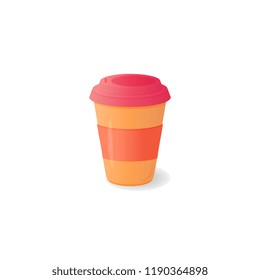 Plastic disposable cup with a lid for the coffee and other hot drinks.