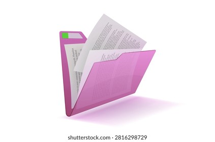 Plastic document folder. Documents are contained in a transparent plastic folder. Sketch for use in work.