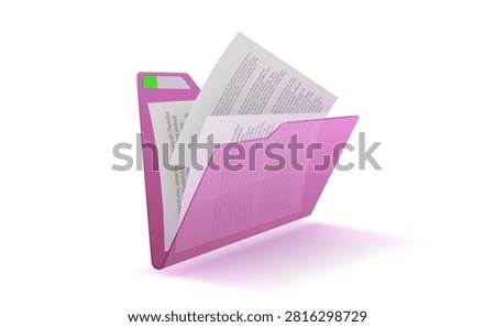 Plastic document folder. Documents are contained in a transparent plastic folder. Sketch for use in work.
