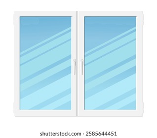 Plastic double casement window isolated on white background. Vector illustration