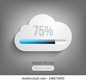 Plastic download/upload cloud computing with glossy progess bar. Can be used for websites (UI) or applications (app) for smartphones and tablets