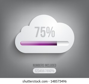 Plastic download/upload cloud computing with glossy progess bar. Can be used for websites (UI) or applications (app) for smartphones and tablets