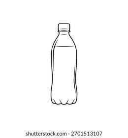 Plastic drink bottle outline vector flat illustration