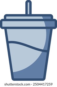 plastic drink cup vector icon transparent background. replaceable blue color design
