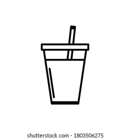 Plastic drinking cup icon. Drink cup vector Illustration. Cup line template design 