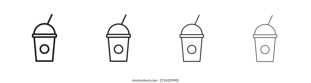 Plastic drinking cup icons for mobile concept and web design color editable