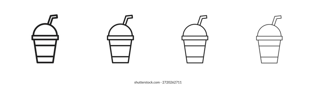 Plastic drinking cup icons Outline vector symbol sign