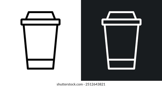 Plastic drinking cup outlined icon vector collection.