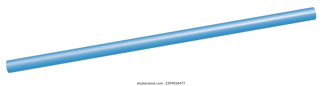 Plastic drinking straw blue isolated on white background, cocktail drinking straw - stock vector