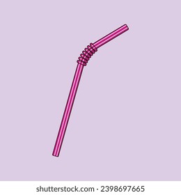 Plastic Drinking Straw Vector Illustration Icon Juice Straw