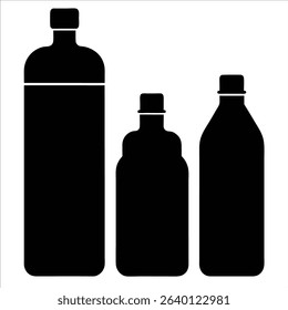 Plastic drinking water bottles of different sizes depicted in minimalist line art style perfect for themes involving hydration eco conscious choices and modern packaging design