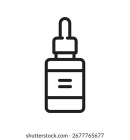 plastic dropper for cosmetics black line icon. Vector isolated element.Editable stroke