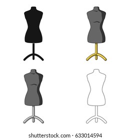 Plastic dummy on the stand.Sewing or tailoring tools kit single icon in cartoon style vector symbol stock illustration.