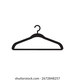 Plastic empty clothes hanger silhouette vector flat illustration design on white background