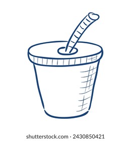Plastic fastfood cup. Hand drawn vector illustration
