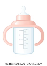 Plastic feeding baby bottle milk transparent bottle vector illustration isolated on white background