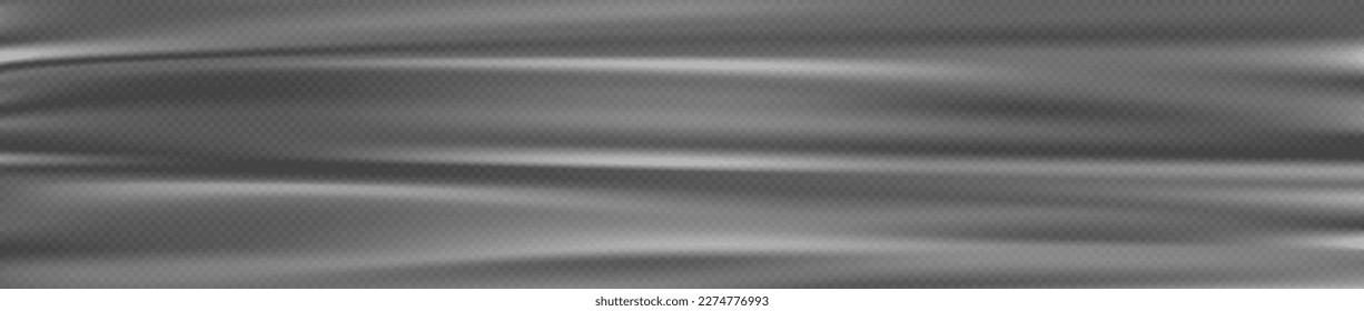 Plastic film banner, realistic stretch wrap, wrinkled polyethylene texture, cellophane overlay effect. Transparent PVC package. Vector illustration.