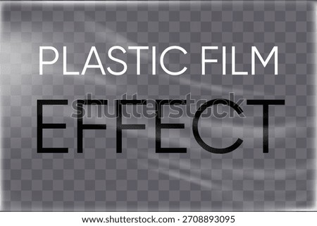 Plastic film effect preview with transparent shrink wrap and glossy texture overlay for design mockups