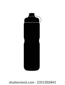 Plastic finger grip water bottle silhouette, sports fitness water bottle icon