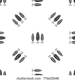 Plastic fishing lure pattern repeat seamless in black color for any design. Vector geometric illustration