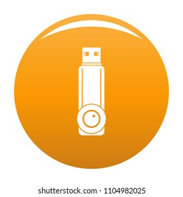 Plastic flash drive icon. Simple illustration of plastic flash drive vector icon for any design orange