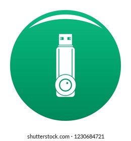 Plastic flash drive icon. Simple illustration of plastic flash drive vector icon for any design green