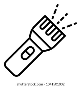 Plastic flashlight icon. Outline plastic flashlight vector icon for web design isolated on white background