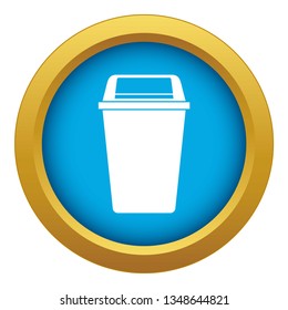 Plastic flip lid bin icon blue vector isolated on white background for any design