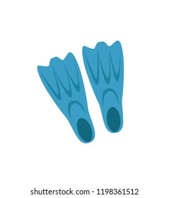 Plastic flippers for swimming emblem isolated vector icon in cartoon style. Couple of fins single simple element set, top view of summertime badge