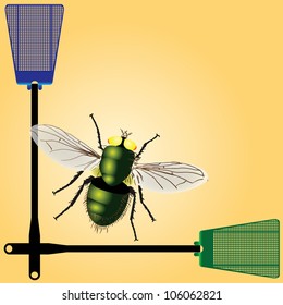Plastic fly swatter to kill insects. Vector illustration.