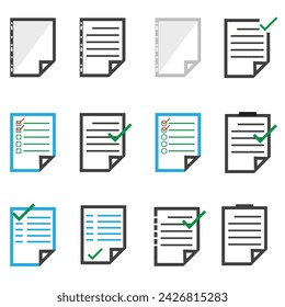 Icono de carpeta de plástico, conjunto de iconos del portapapeles, icono de lista, icono de lista de tareas, iconos de archivo transparentes, conjunto de iconos vectoriales de lista de comprobación, iconos de documento