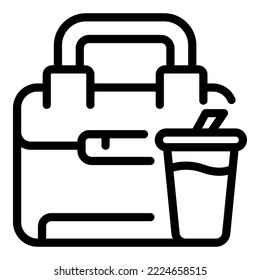 Plastic Food Bag Icon Outline Vector. School Meal. Snack Break