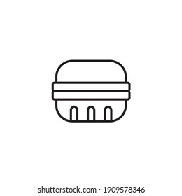 Plastikbehälter, Lunchbox, einfache dünne Linie, Vektorgrafik