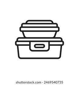 Plastic Food Container Outline Icon Vector Illustration