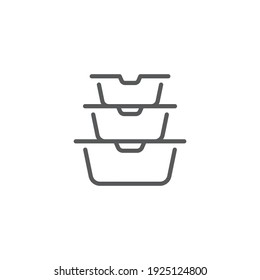 Plastic food containers icon, color, line, outline vector sign, linear style pictogram isolated on white. Symbol, logo illustration