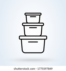 Plastic food containers outline icon. linear style sign for mobile concept and web design. line vector icon. Symbol, logo illustration. 