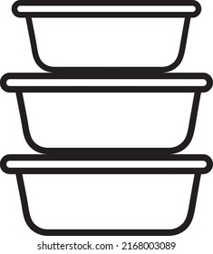 Icono de contorno de recipientes de plástico para alimentos. signo de estilo lineal para concepto móvil y diseño web..eps
