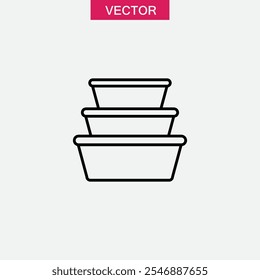 Plastic food containers outline icon. vector Ð¡ookware pots linear illustration for web and app..eps